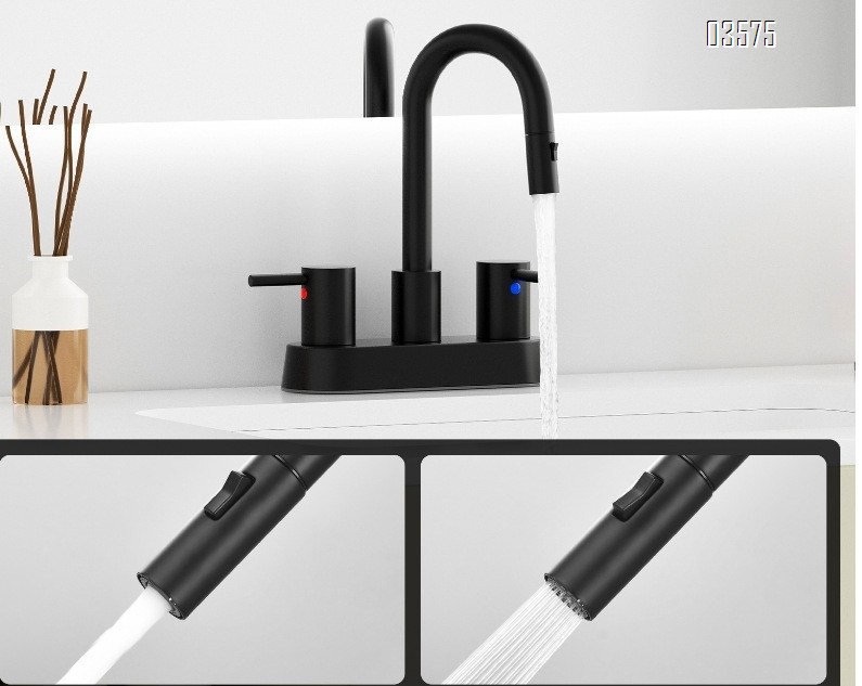 Modern Design High Arc Brushed Finish Kitchen Sink Faucet 2 Holes Kitchen Faucet with Side Sprayer
