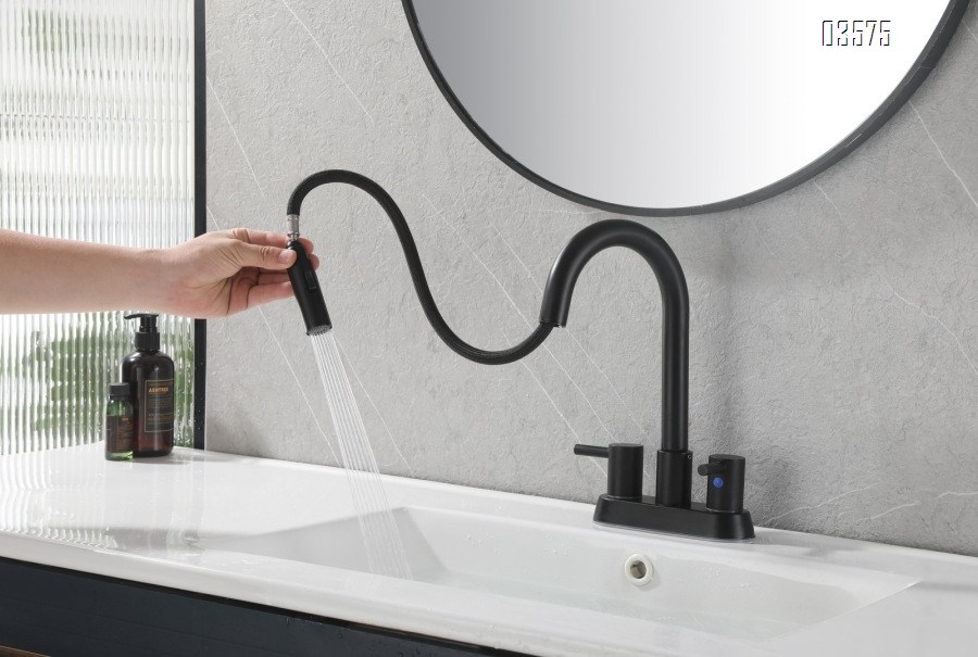 Modern Design High Arc Brushed Finish Kitchen Sink Faucet 2 Holes Kitchen Faucet with Side Sprayer