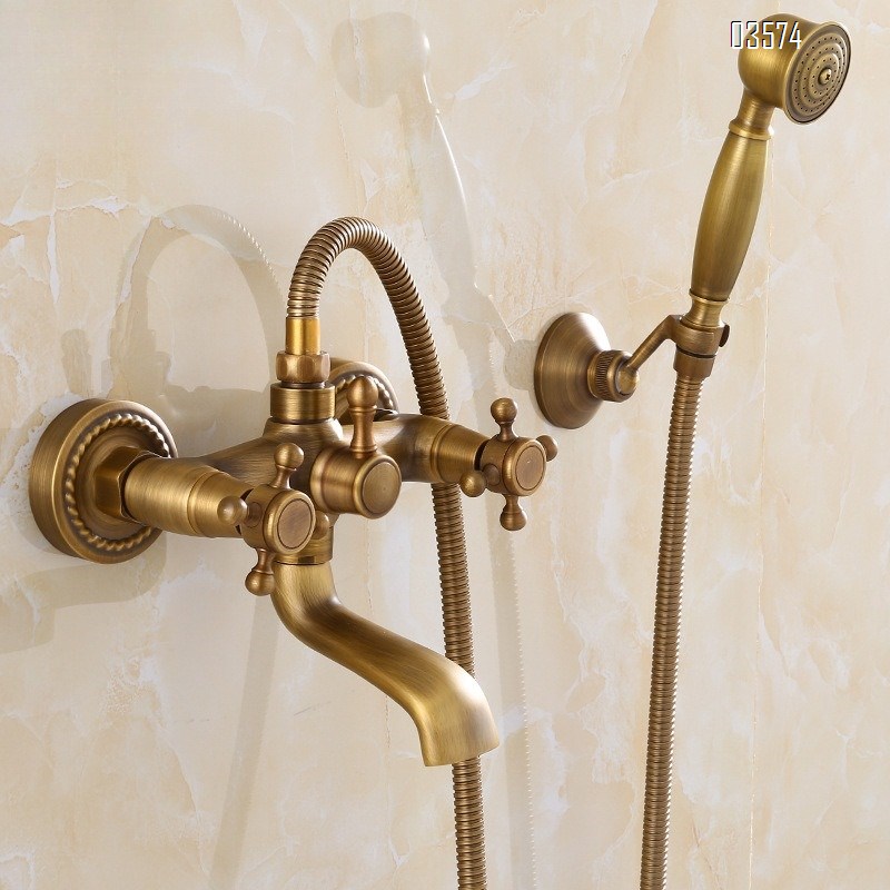 Brass Retro Simple Showerhead Bathroom Wall-Mounted Shower Set Bathtub Faucet Bathroom Handheld Shower head Set