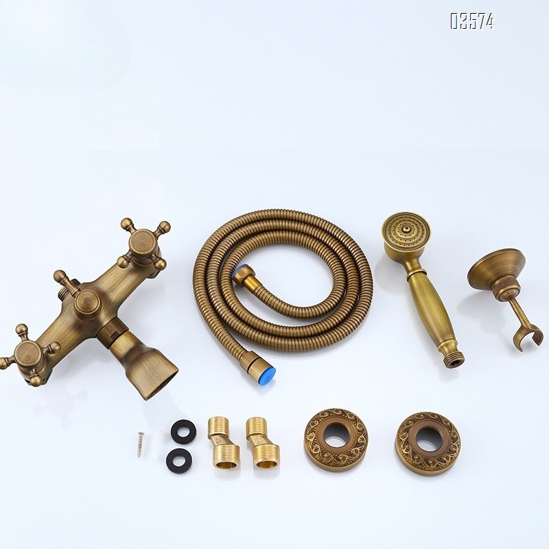 Brass Retro Simple Showerhead Bathroom Wall-Mounted Shower Set Bathtub Faucet Bathroom Handheld Shower head Set
