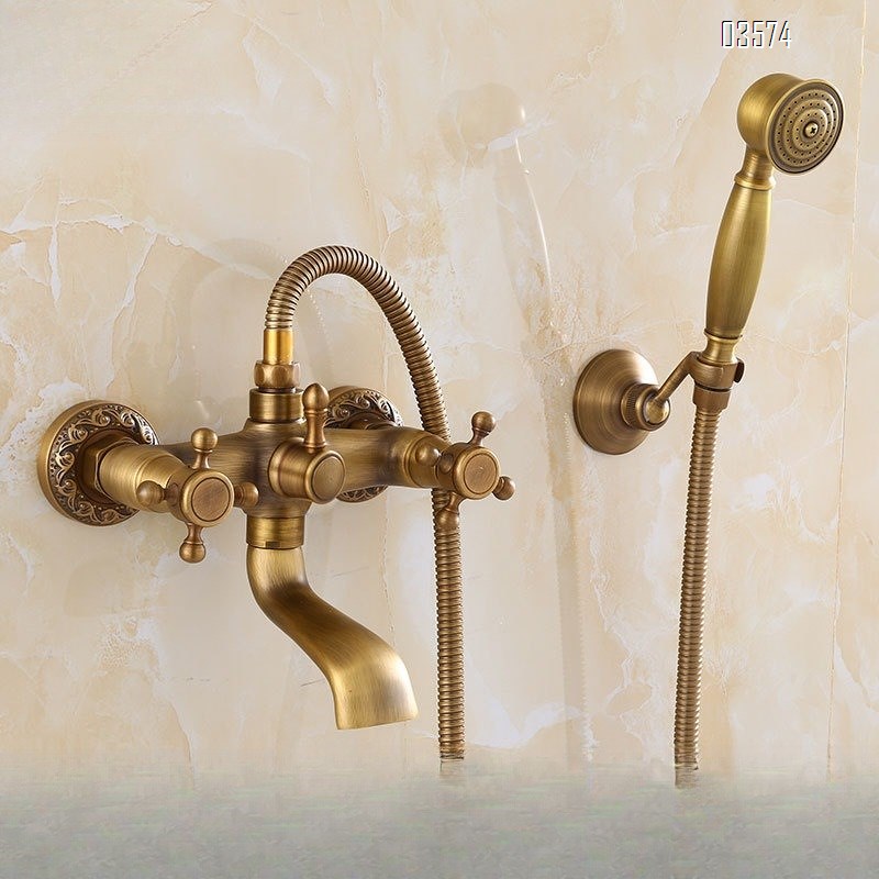 Brass Retro Simple Showerhead Bathroom Wall-Mounted Shower Set Bathtub Faucet Bathroom Handheld Shower head Set