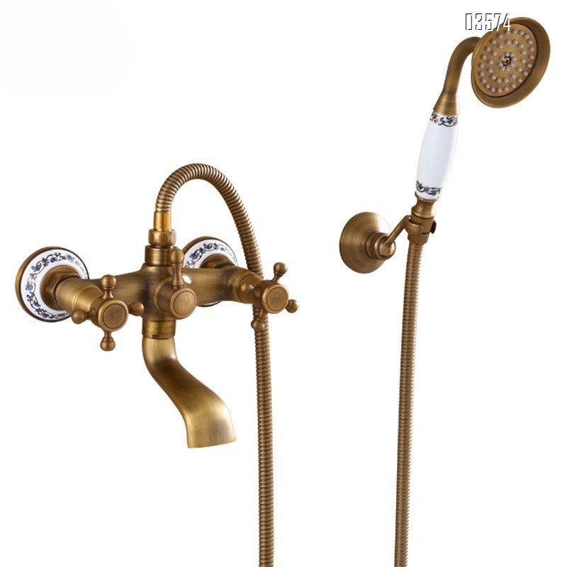 Brass Retro Simple Showerhead Bathroom Wall-Mounted Shower Set Bathtub Faucet Bathroom Handheld Shower head Set