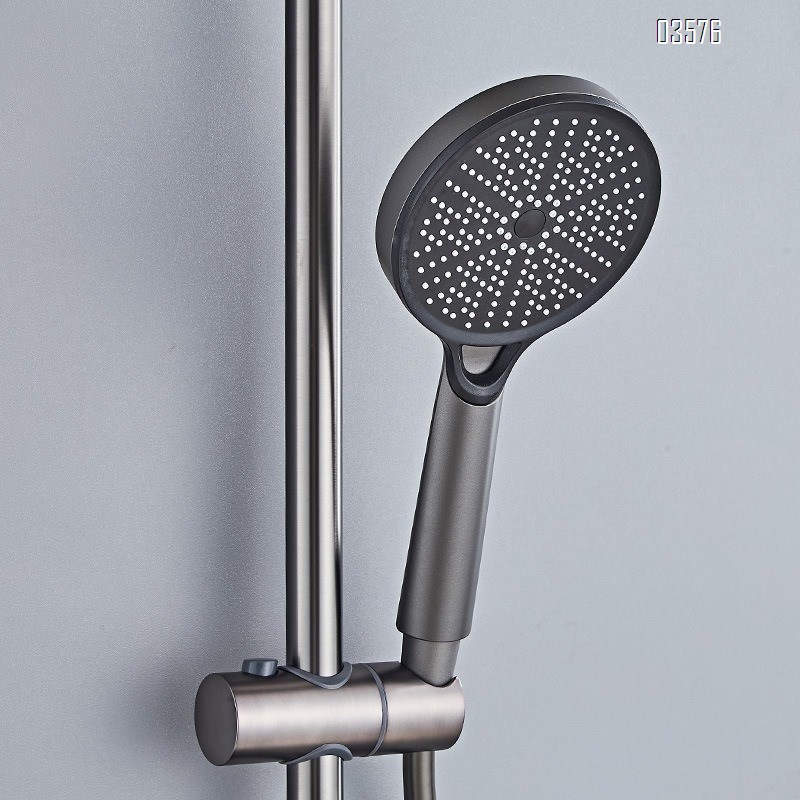 Gun Gray Shower Set for Home Use Hotel Bathroom Shower Set with Ambient Light Complete Set Wholesale