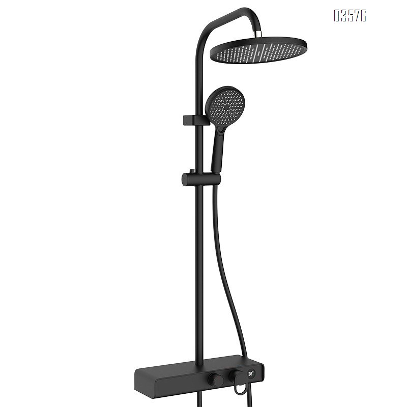 Gun Gray Shower Set for Home Use Hotel Bathroom Shower Set with Ambient Light Complete Set Wholesale