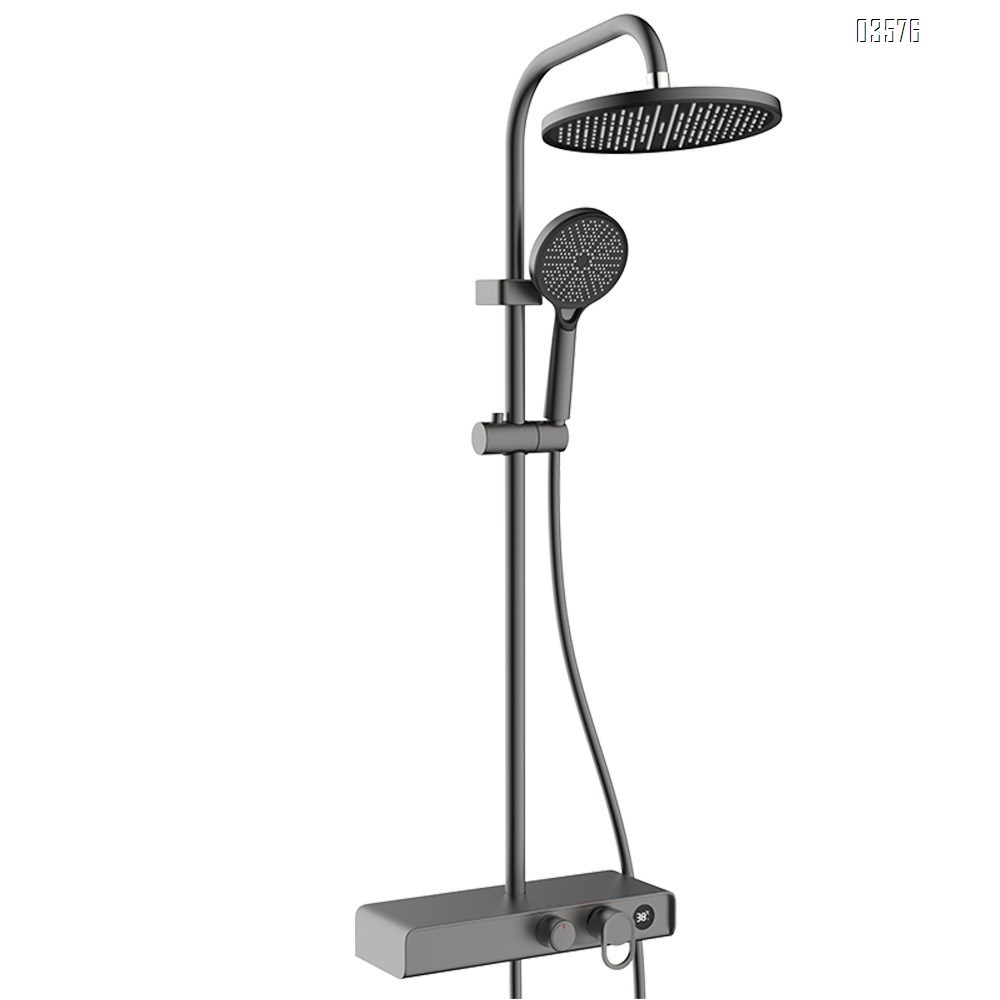 Gun Gray Shower Set for Home Use Hotel Bathroom Shower Set with Ambient Light Complete Set Wholesale