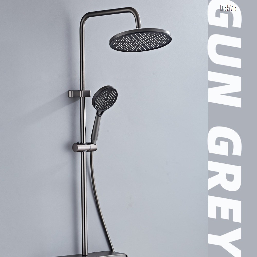 Gun Gray Shower Set for Home Use Hotel Bathroom Shower Set with Ambient Light Complete Set Wholesale