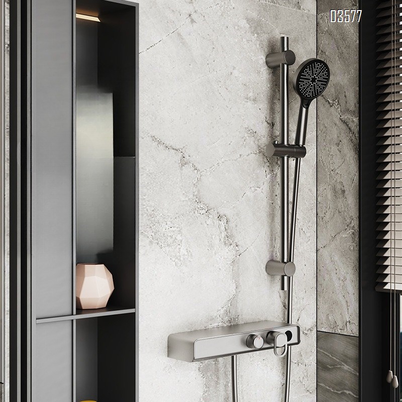 Gun Gray Shower Head Set for Home Use Hotel Bathroom Shower with Light Adjustable lift function