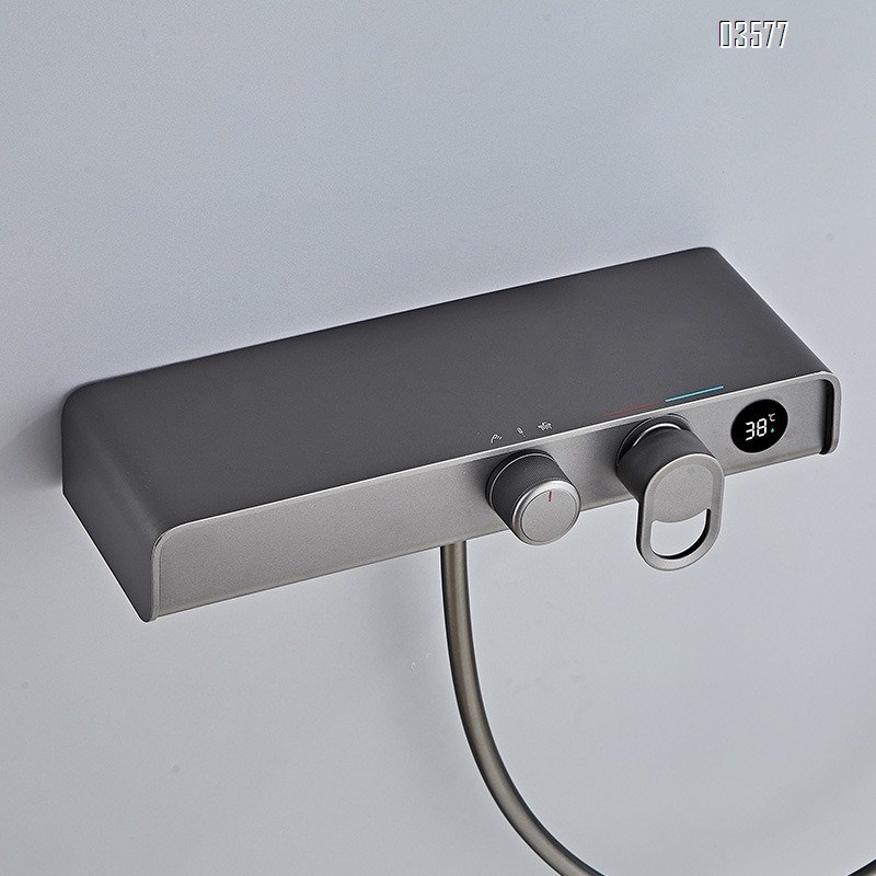 Gun Gray Shower Head Set for Home Use Hotel Bathroom Shower with Light Adjustable lift function