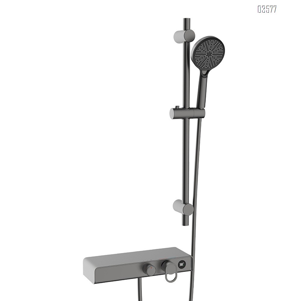 Gun Gray Shower Head Set for Home Use Hotel Bathroom Shower with Light Adjustable lift function