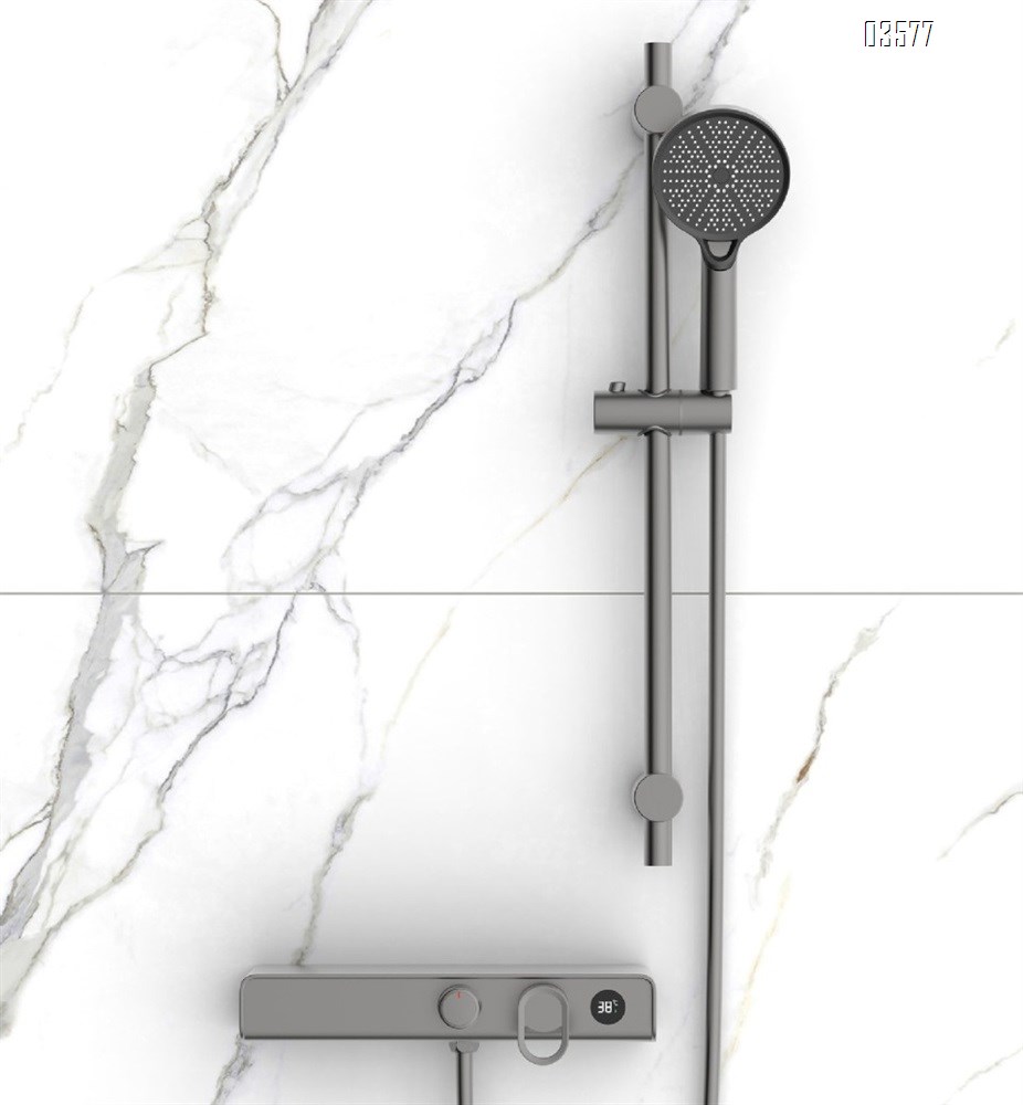 Gun Gray Shower Head Set for Home Use Hotel Bathroom Shower with Light Adjustable lift function