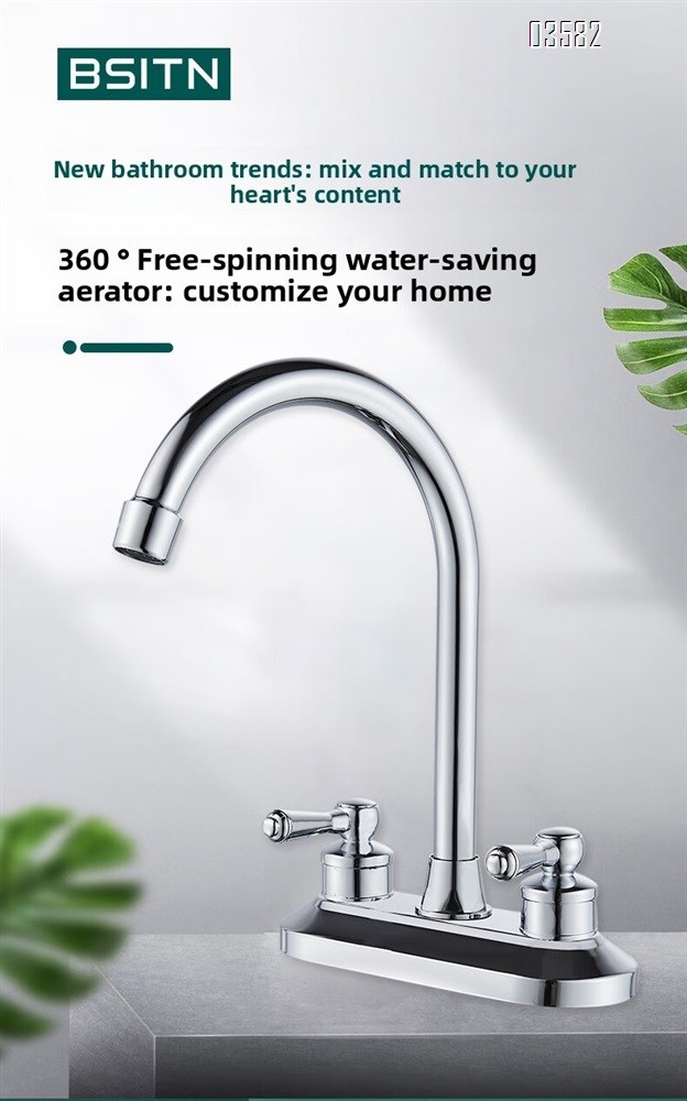 Dual Handle Stainless Steel Kitchen Faucet Sink Faucet Hot Cold Mixer Kitchen Faucet Deck Mounted Kitchen Taps