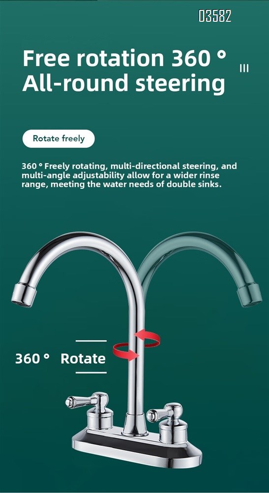 Dual Handle Stainless Steel Kitchen Faucet Sink Faucet Hot Cold Mixer Kitchen Faucet Deck Mounted Kitchen Taps