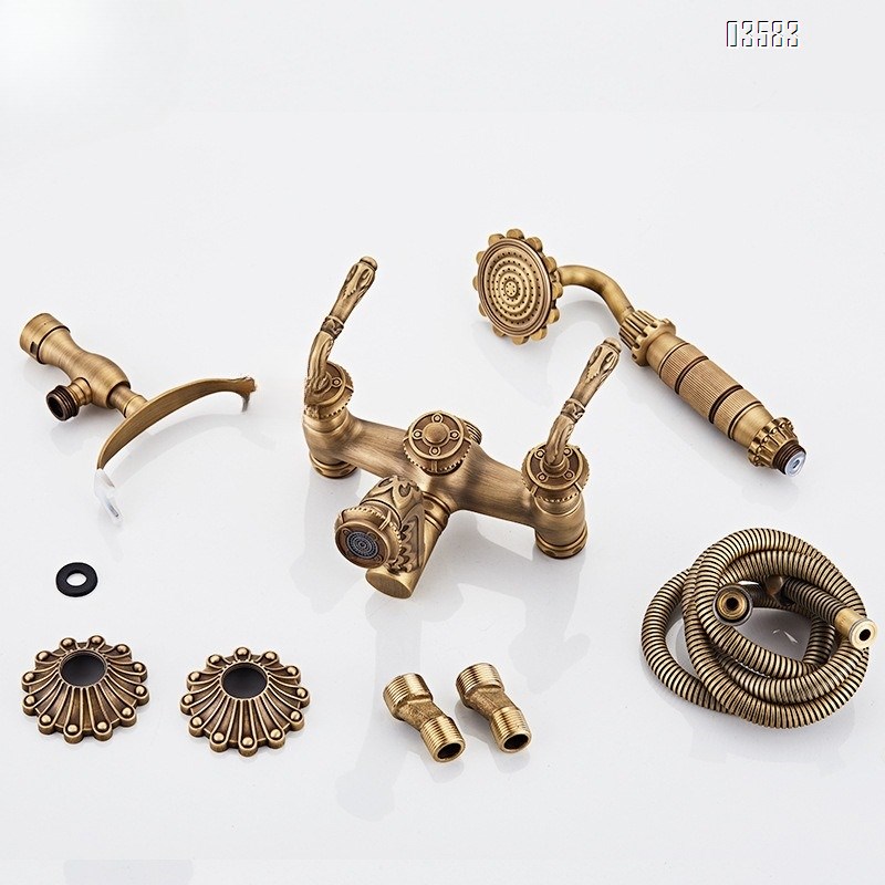 Brass Retro Simple Showerhead Bathroom Wall-Mounted Shower Set Bathtub Faucet Bathroom Handheld Shower head Set