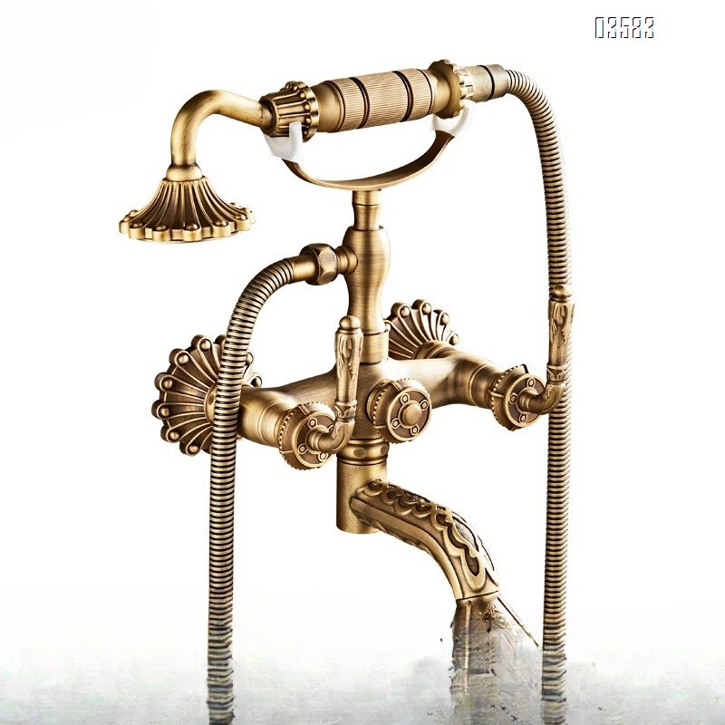 Brass Retro Simple Showerhead Bathroom Wall-Mounted Shower Set Bathtub Faucet Bathroom Handheld Shower head Set