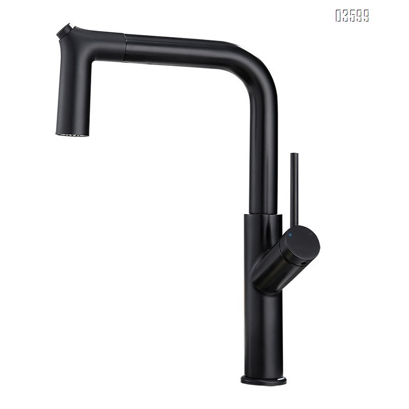 Modern Minimalism Design Brass Single Handle Pull Down Sink Kitchen Mixer Faucet Luxury Dual Functions with Switch Button