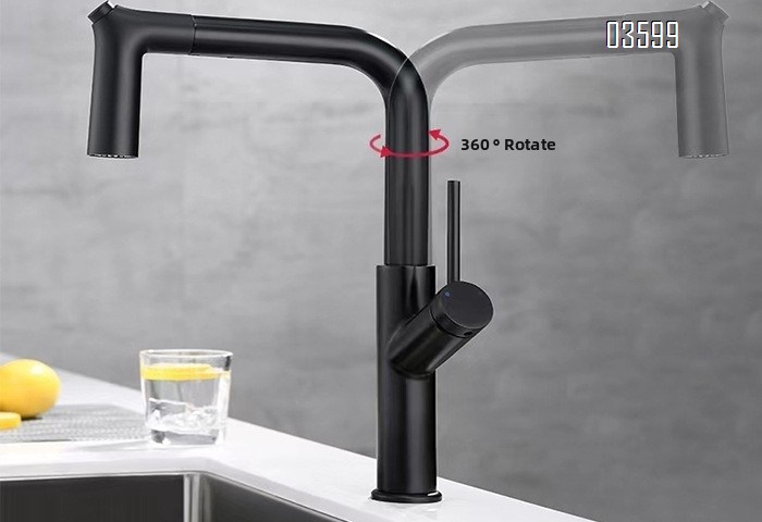 Modern Minimalism Design Brass Single Handle Pull Down Sink Kitchen Mixer Faucet Luxury Dual Functions with Switch Button