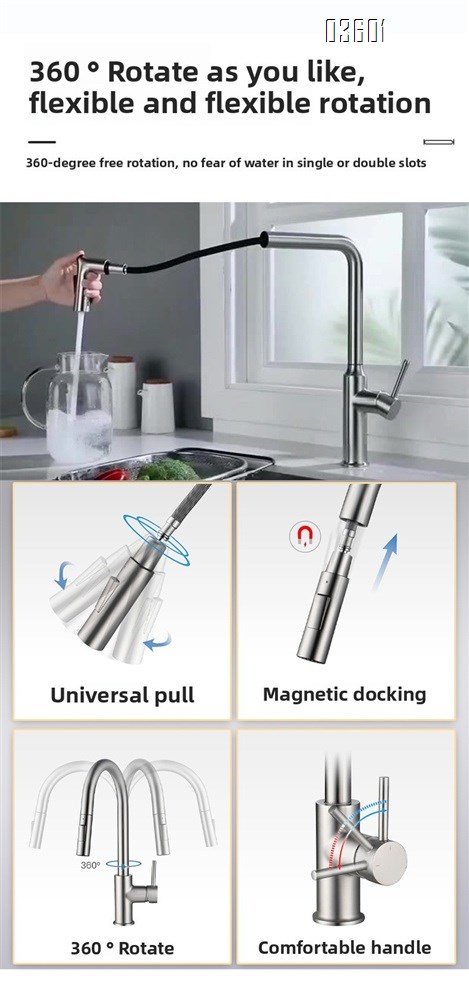 Dual Function Single Handle Kitchen Sink Faucet Pull-Down Sprayer Hot & Cold Kitchen Tap with Water Button Function Switching
