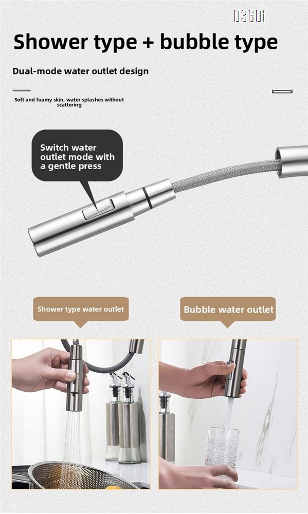 Dual Function Single Handle Kitchen Sink Faucet Pull-Down Sprayer Hot & Cold Kitchen Tap with Water Button Function Switching