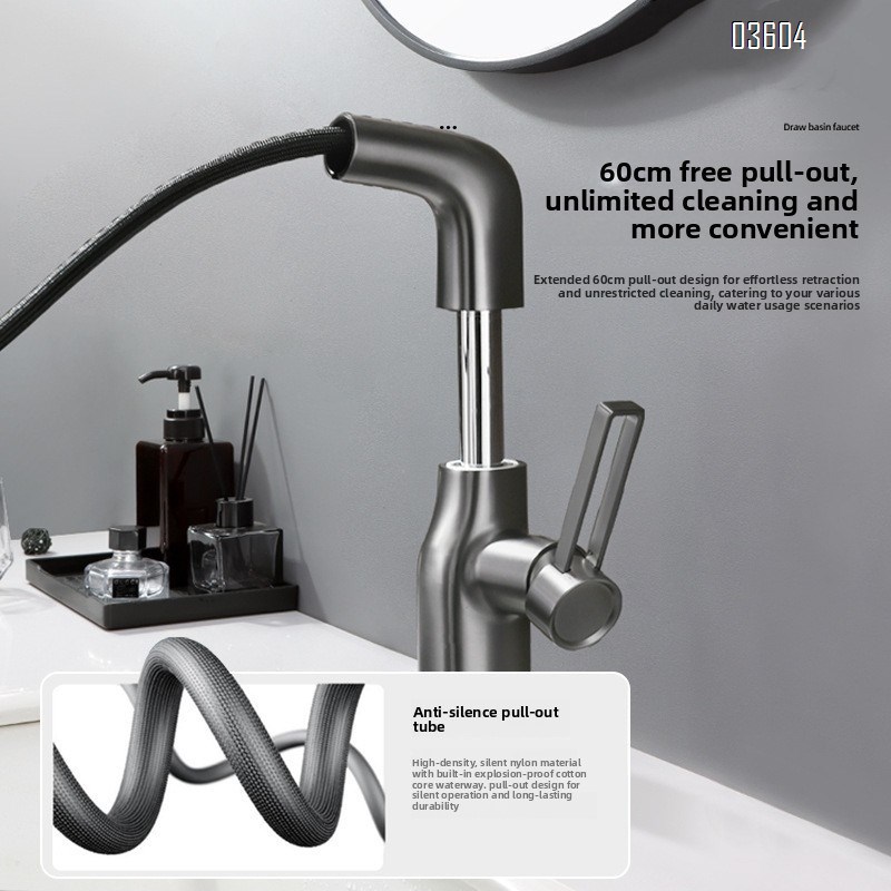 Modern Single-Handle Brass 360° Swivel  Kitchen Sink Faucet with Dual Functions Pull Out Sprayer Ceramic Valve Core Tap