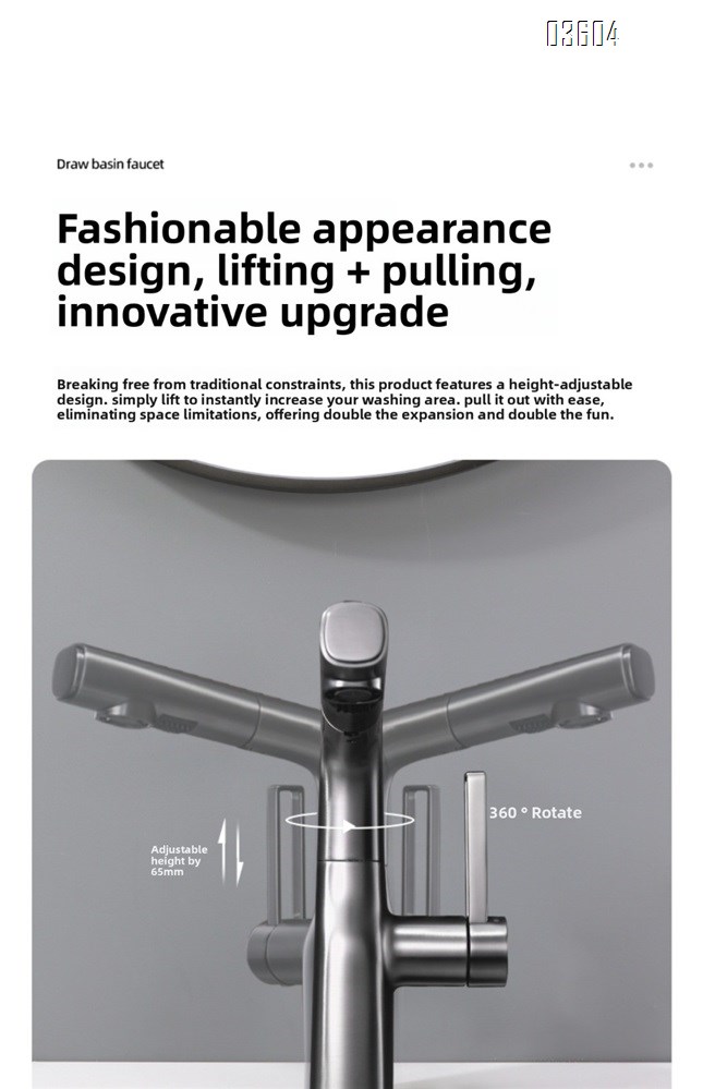 Modern Single-Handle Brass 360° Swivel  Kitchen Sink Faucet with Dual Functions Pull Out Sprayer Ceramic Valve Core Tap