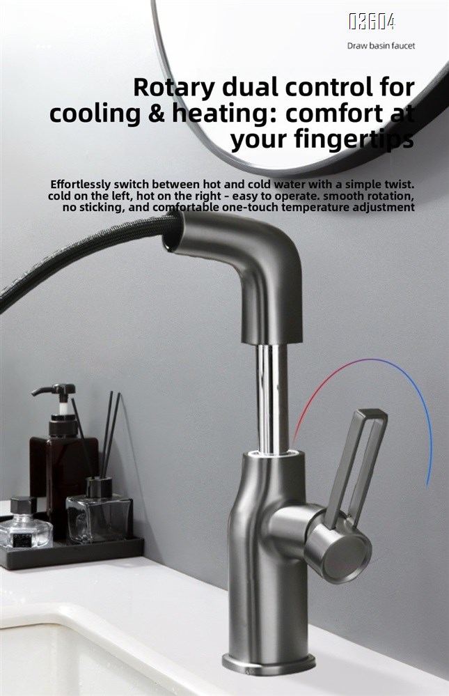 Modern Single-Handle Brass 360° Swivel  Kitchen Sink Faucet with Dual Functions Pull Out Sprayer Ceramic Valve Core Tap