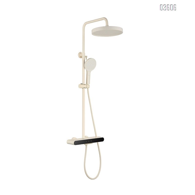 Piano large rain shower head set for home bathroom three-function rain shower all Brass cold and hot double control shower set