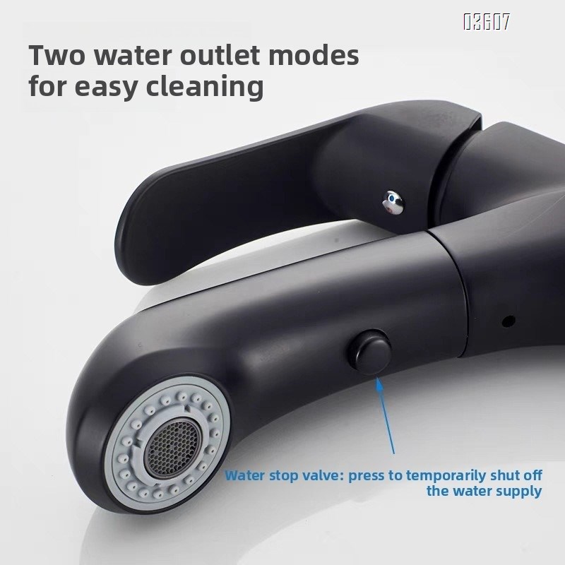 Modern Design Dual Functions Pull-out Kitchen Faucet with Switch Button Hot & Cold Water Mixer Basin Kitchen Taps for Sink