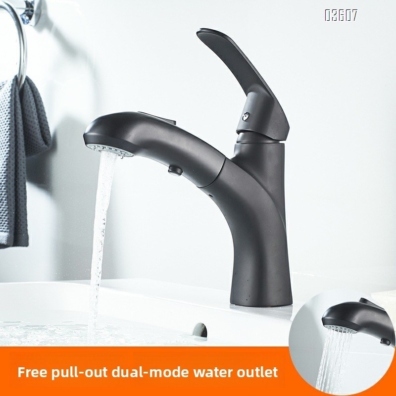 Modern Design Dual Functions Pull-out Kitchen Faucet with Switch Button Hot & Cold Water Mixer Basin Kitchen Taps for Sink