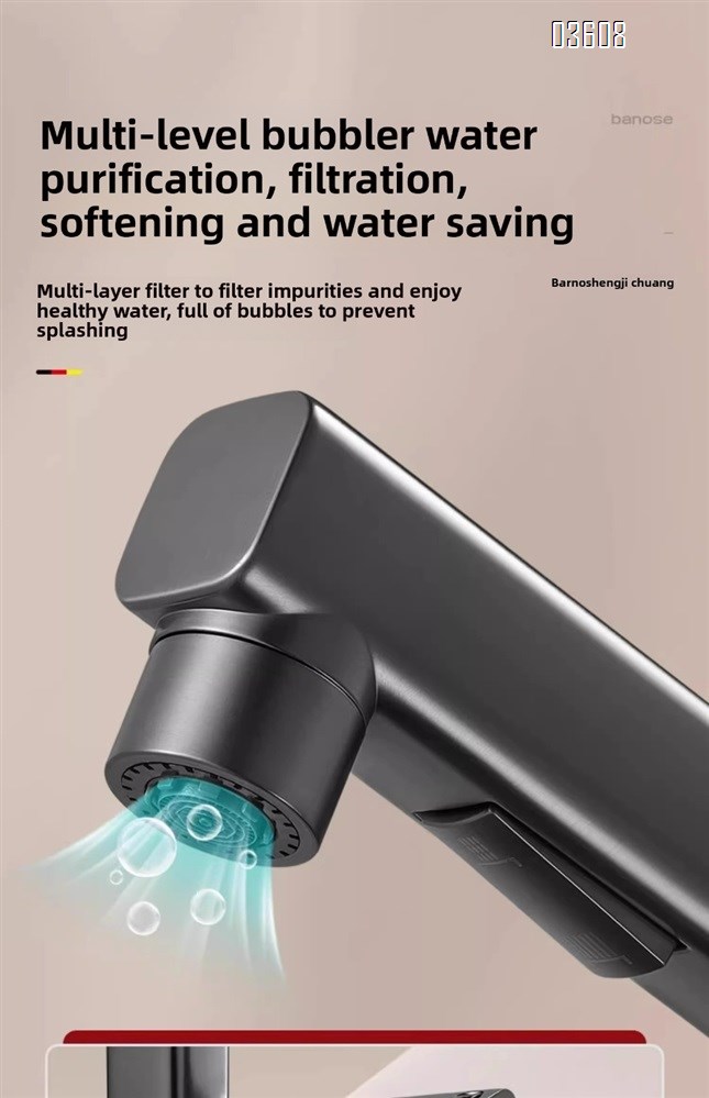 Modern Design 3- Spray Modes Pull Out Basin Faucet with Pipe Hot & Cold Mixer Taps for Bathroom Kitchen Sink