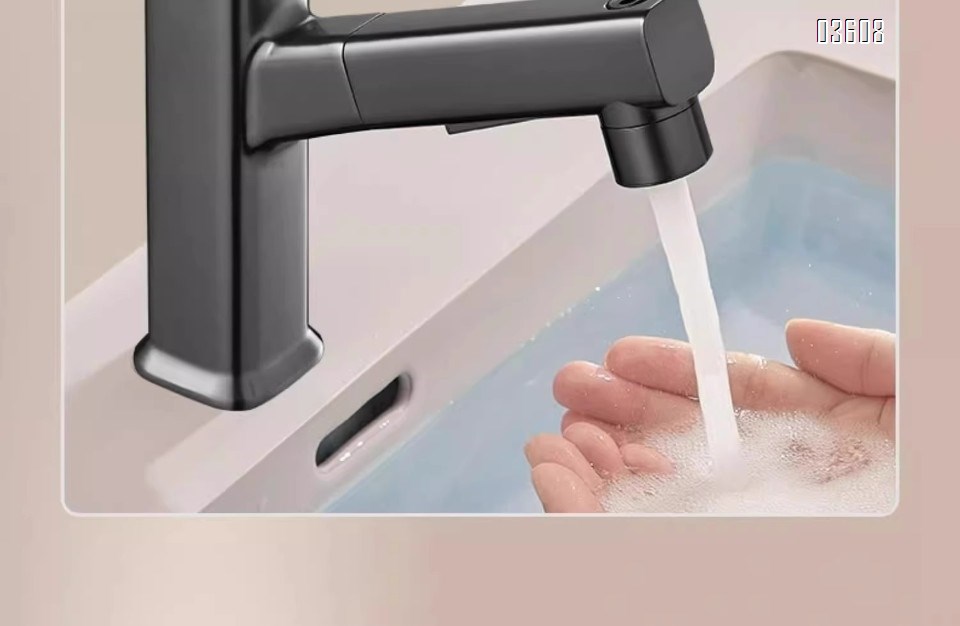 Modern Design 3- Spray Modes Pull Out Basin Faucet with Pipe Hot & Cold Mixer Taps for Bathroom Kitchen Sink