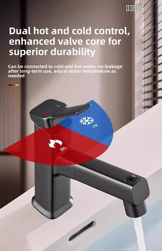 Modern Design 3- Spray Modes Pull Out Basin Faucet with Pipe Hot & Cold Mixer Taps for Bathroom Kitchen Sink