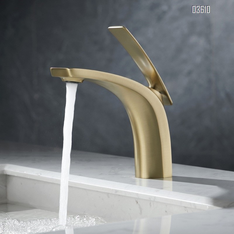 Modern Design Single Handle Basin Faucet Single Hole Deck-mounted Brass Basin Tap Hot & Cold Mixer for Bathroom