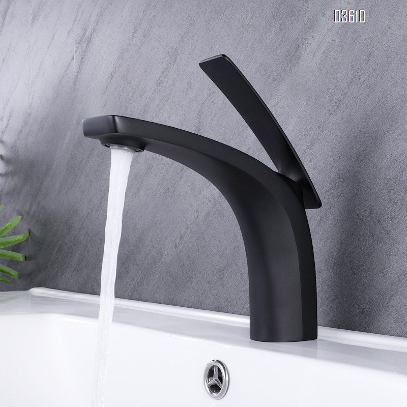 Modern Design Single Handle Basin Faucet Single Hole Deck-mounted Brass Basin Tap Hot & Cold Mixer for Bathroom