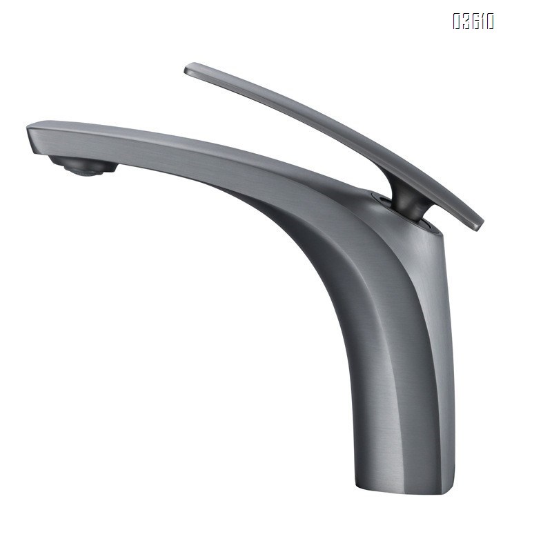 Modern Design Single Handle Basin Faucet Single Hole Deck-mounted Brass Basin Tap Hot & Cold Mixer for Bathroom