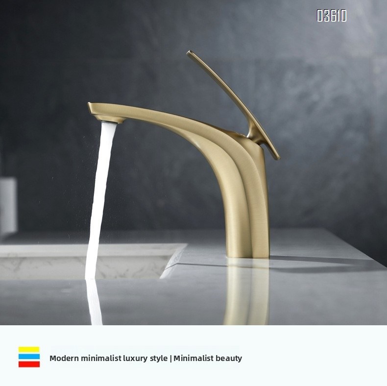 Modern Design Single Handle Basin Faucet Single Hole Deck-mounted Brass Basin Tap Hot & Cold Mixer for Bathroom