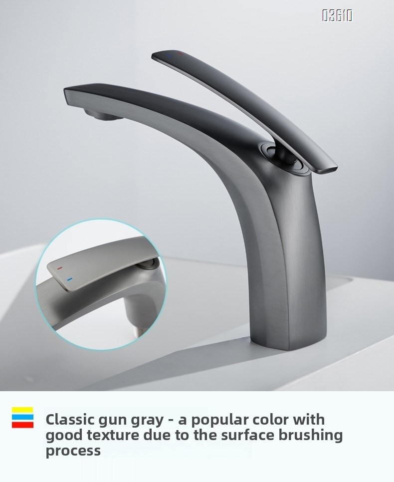 Modern Design Single Handle Basin Faucet Single Hole Deck-mounted Brass Basin Tap Hot & Cold Mixer for Bathroom
