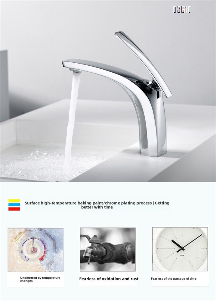 Modern Design Single Handle Basin Faucet Single Hole Deck-mounted Brass Basin Tap Hot & Cold Mixer for Bathroom
