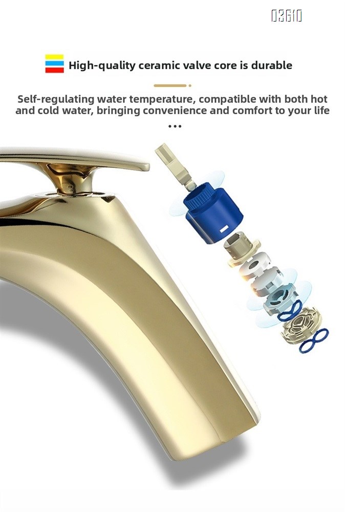 Modern Design Single Handle Basin Faucet Single Hole Deck-mounted Brass Basin Tap Hot & Cold Mixer for Bathroom