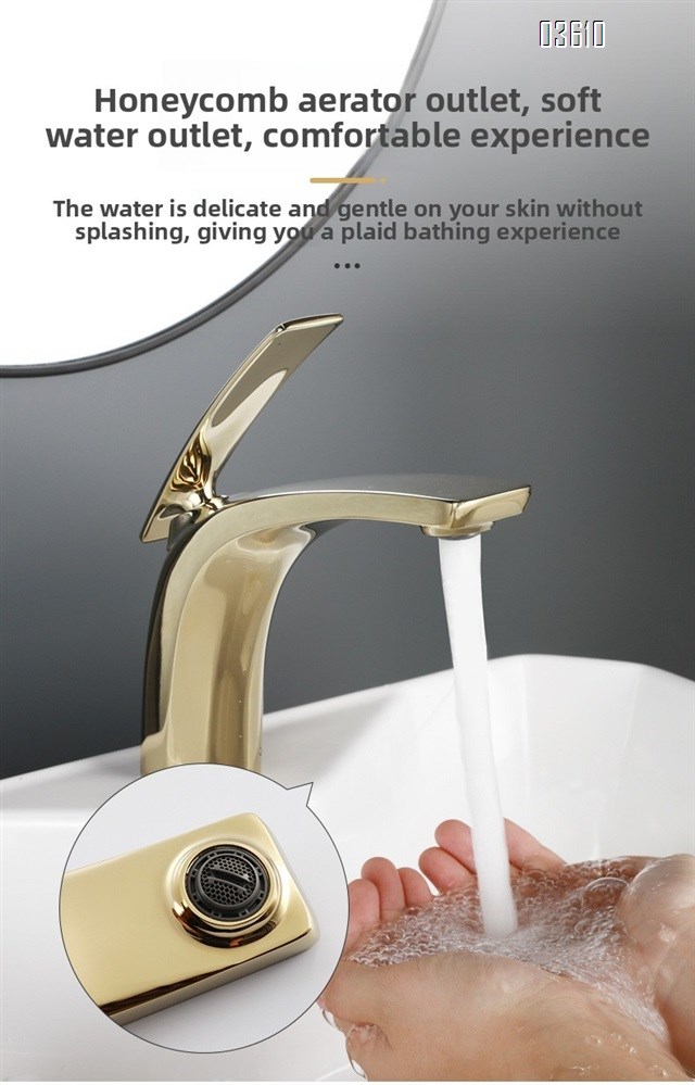 Modern Design Single Handle Basin Faucet Single Hole Deck-mounted Brass Basin Tap Hot & Cold Mixer for Bathroom