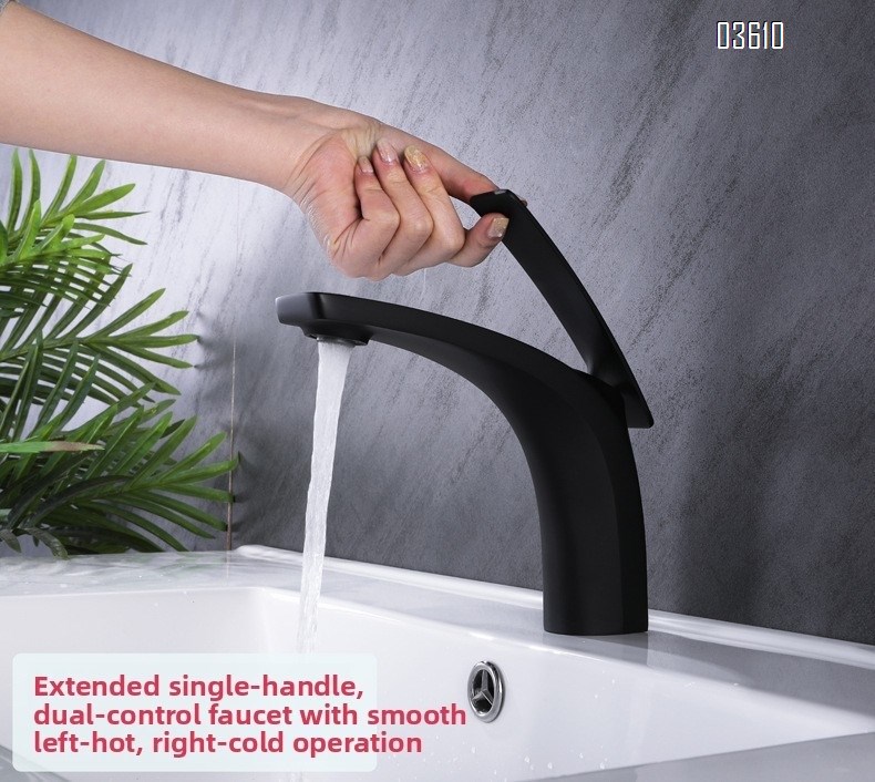 Modern Design Single Handle Basin Faucet Single Hole Deck-mounted Brass Basin Tap Hot & Cold Mixer for Bathroom