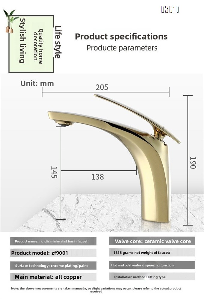 Modern Design Single Handle Basin Faucet Single Hole Deck-mounted Brass Basin Tap Hot & Cold Mixer for Bathroom