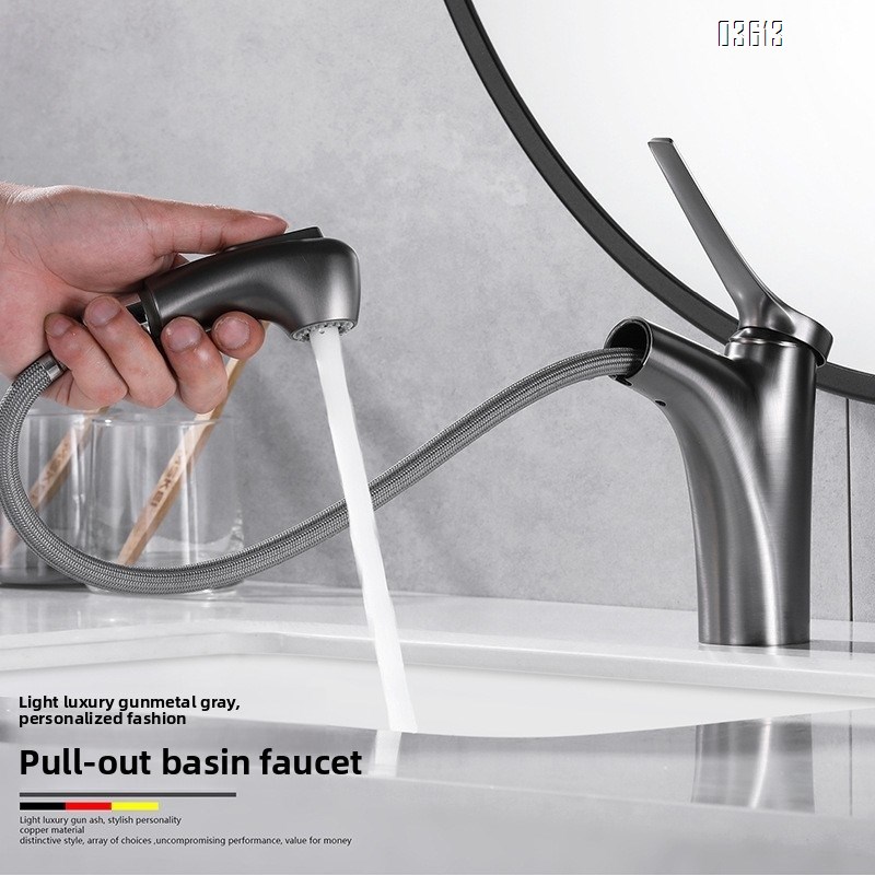 Lead Free Dual Function Aerated Water Brass Wash Face Bathroom Sink Faucets  Black   Water Tap Mixer Basin Faucets
