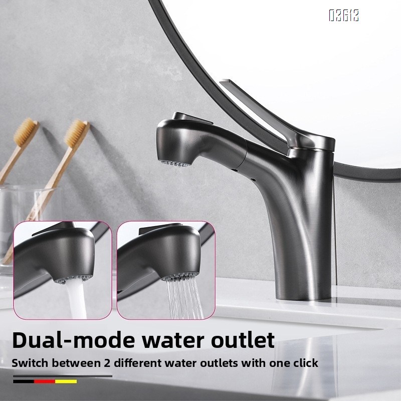 Lead Free Dual Function Aerated Water Brass Wash Face Bathroom Sink Faucets  Black   Water Tap Mixer Basin Faucets