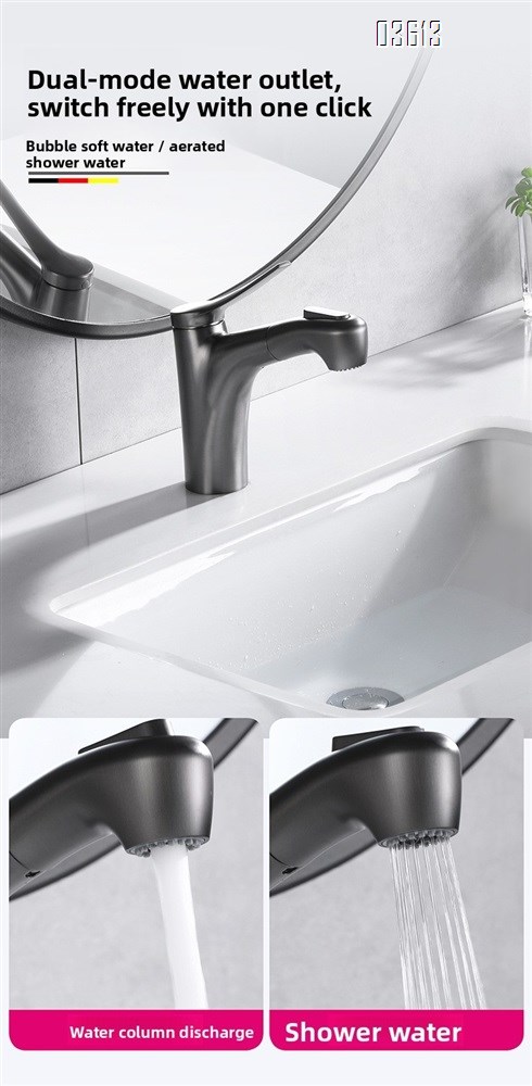Lead Free Dual Function Aerated Water Brass Wash Face Bathroom Sink Faucets  Black   Water Tap Mixer Basin Faucets