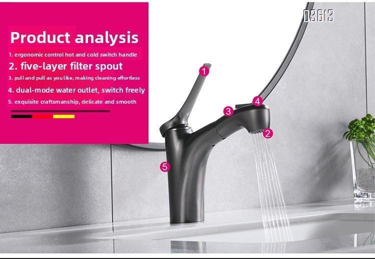 Lead Free Dual Function Aerated Water Brass Wash Face Bathroom Sink Faucets  Black   Water Tap Mixer Basin Faucets