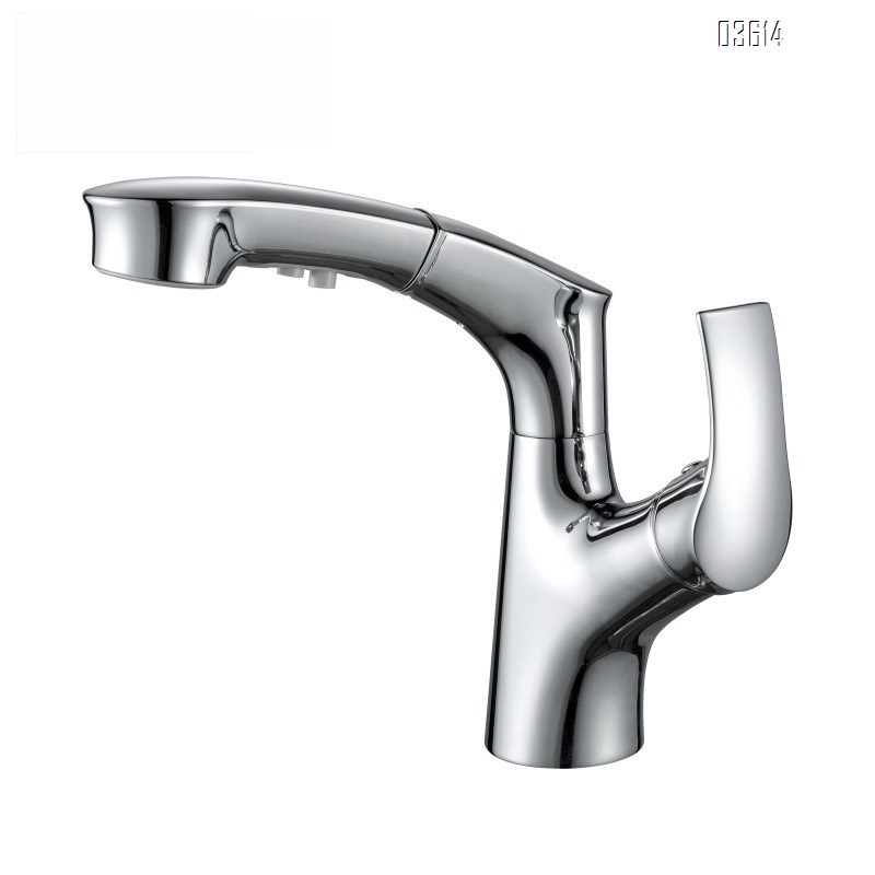 Modern Design Pull Out Wash Basin Single Handle Faucet Dual Function Ceramic Valve Core Bathroom Mixer  Chrome Water Tap