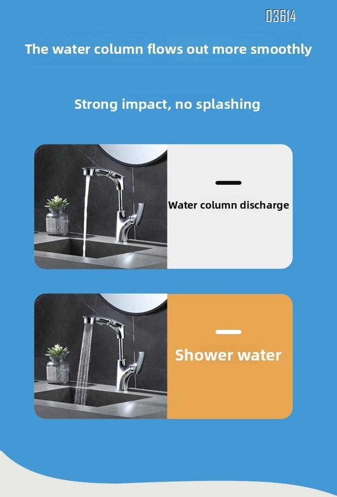 Modern Design Pull Out Wash Basin Single Handle Faucet Dual Function Ceramic Valve Core Bathroom Mixer  Chrome Water Tap