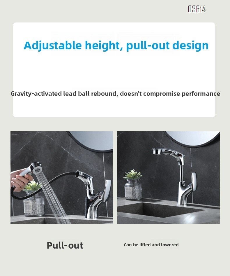 Modern Design Pull Out Wash Basin Single Handle Faucet Dual Function Ceramic Valve Core Bathroom Mixer  Chrome Water Tap