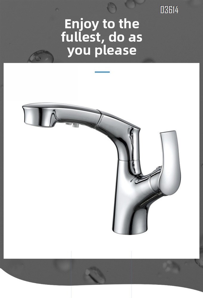 Modern Design Pull Out Wash Basin Single Handle Faucet Dual Function Ceramic Valve Core Bathroom Mixer  Chrome Water Tap