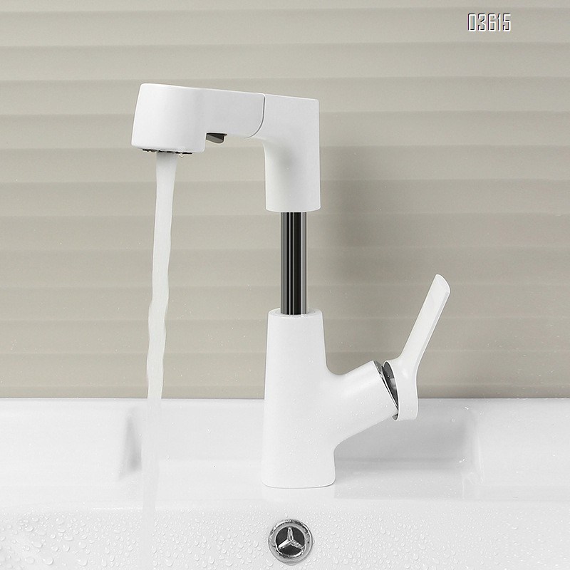 Modern Design Pull Out Basin Faucet Dual Function Aerated Water Mixer Basin Taps Single Handle Deck-Mounted Basin Faucet